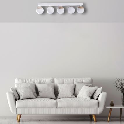 Csillár SFERA WOOD 5xE14/40W/230V fehér