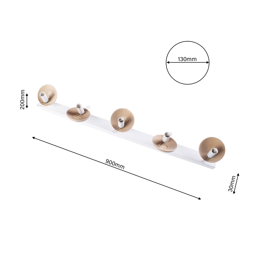 Csillár SFERA WOOD 5xE14/40W/230V fehér