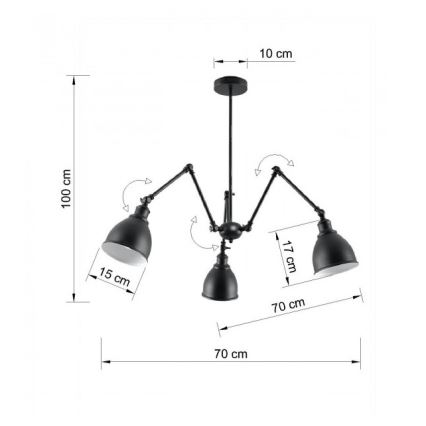Csillár STARK SHADE 3xE27/60W/230V