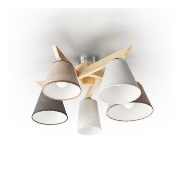 Csillár YOKE 5xE14/40W/230V natúr fa