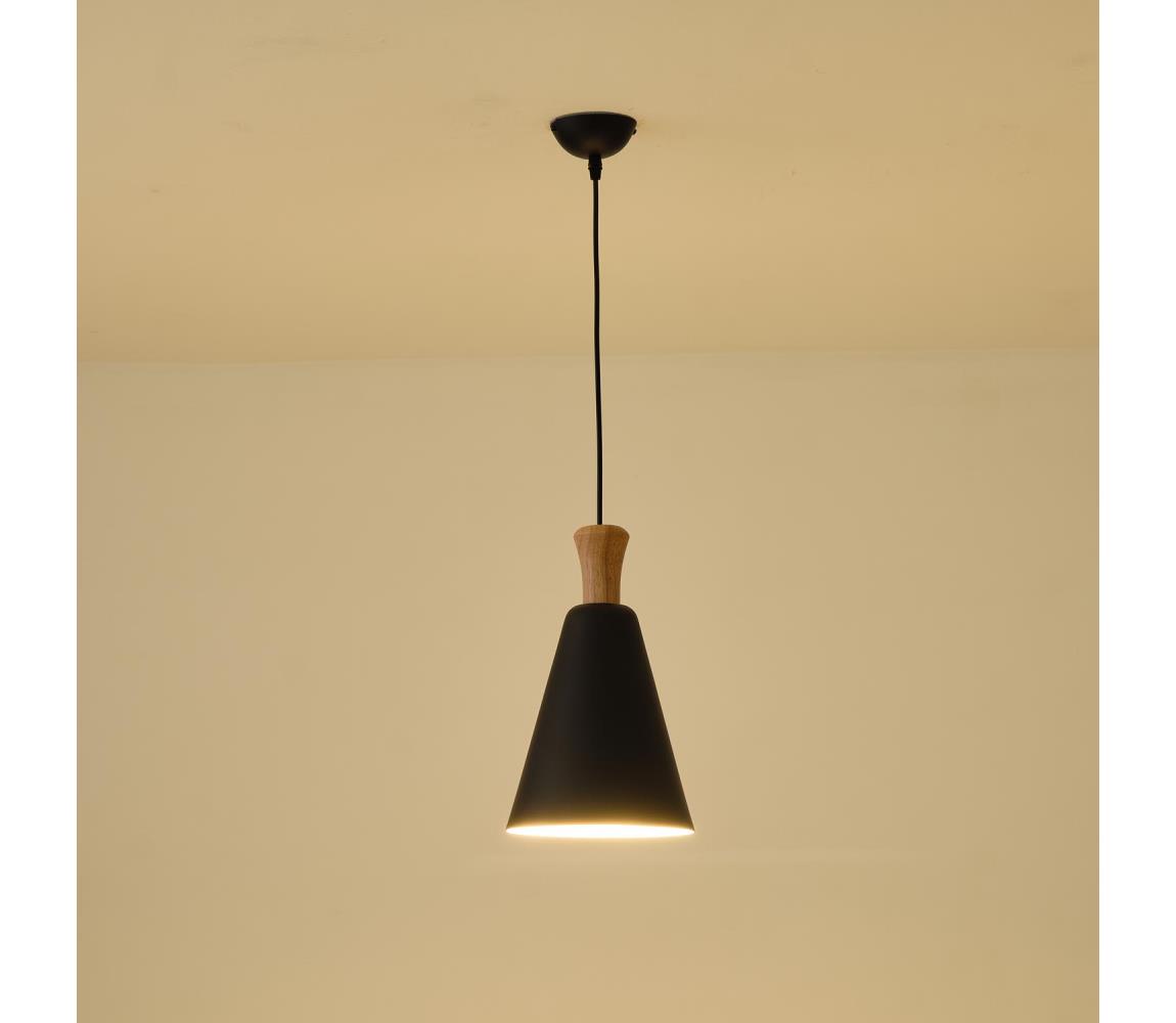 Eurolamp Csillár zsinóron 1xE27/15W/230V fekete átm. 20 cm 144