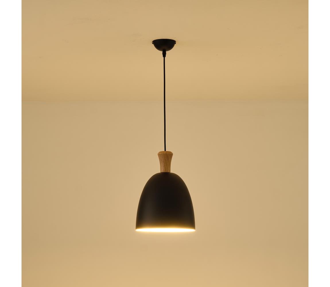 Eurolamp Csillár zsinóron 1xE27/15W/230V fekete átm. 23 cm 144