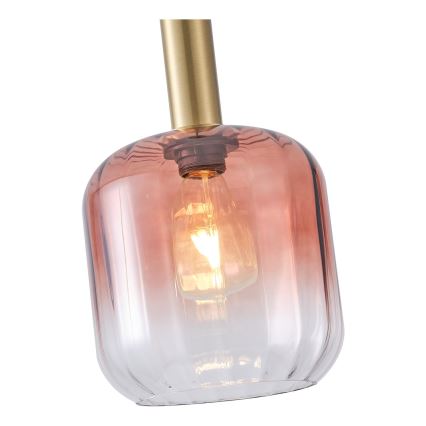 Csillár zsinóron 1xE27/15W/230V piros/füstös átm. 20 cm