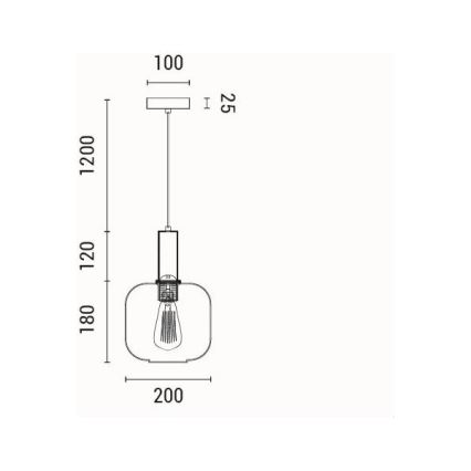 Csillár zsinóron 1xE27/15W/230V zöld pr. 20 cm