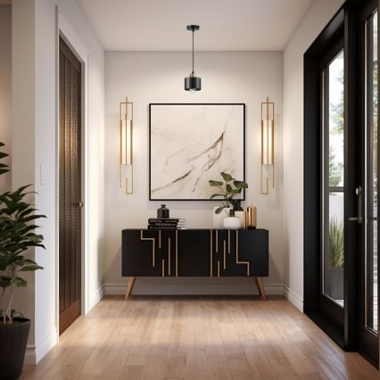 Csillár zsinóron 1xE27/35W/230V átm. 12 cm fekete/arany