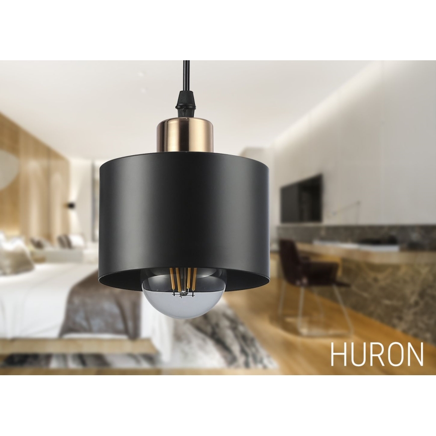 Csillár zsinóron 1xE27/35W/230V átm. 12 cm fekete/arany