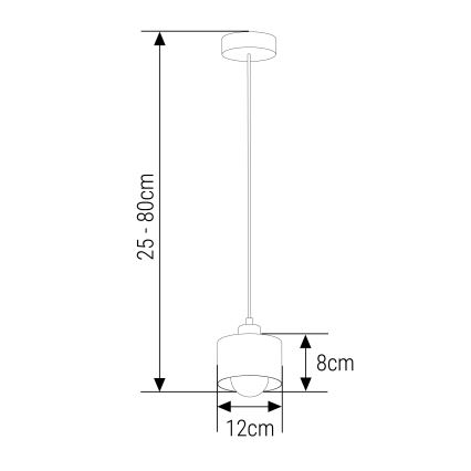 Csillár zsinóron 1xE27/35W/230V átm. 12 cm fekete/arany