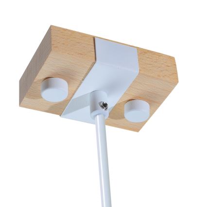 Csillár zsinóron 1xE27/40W/230V bükkfa/fehér