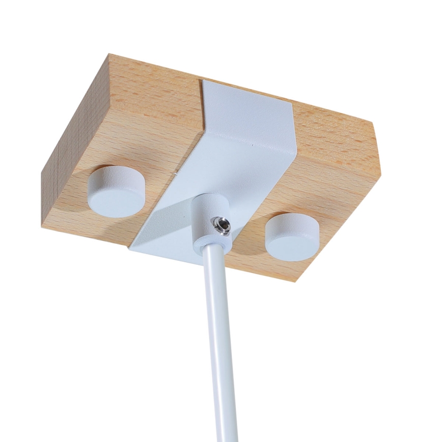 Csillár zsinóron 1xE27/40W/230V bükkfa/fehér