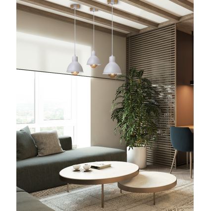 Csillár zsinóron 1xE27/40W/230V bükkfa/fehér