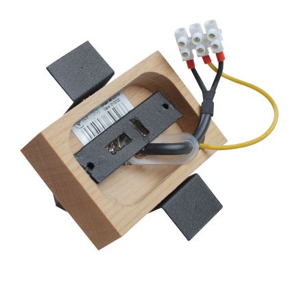 Csillár zsinóron 1xE27/40W/230V bükkfa/fekete