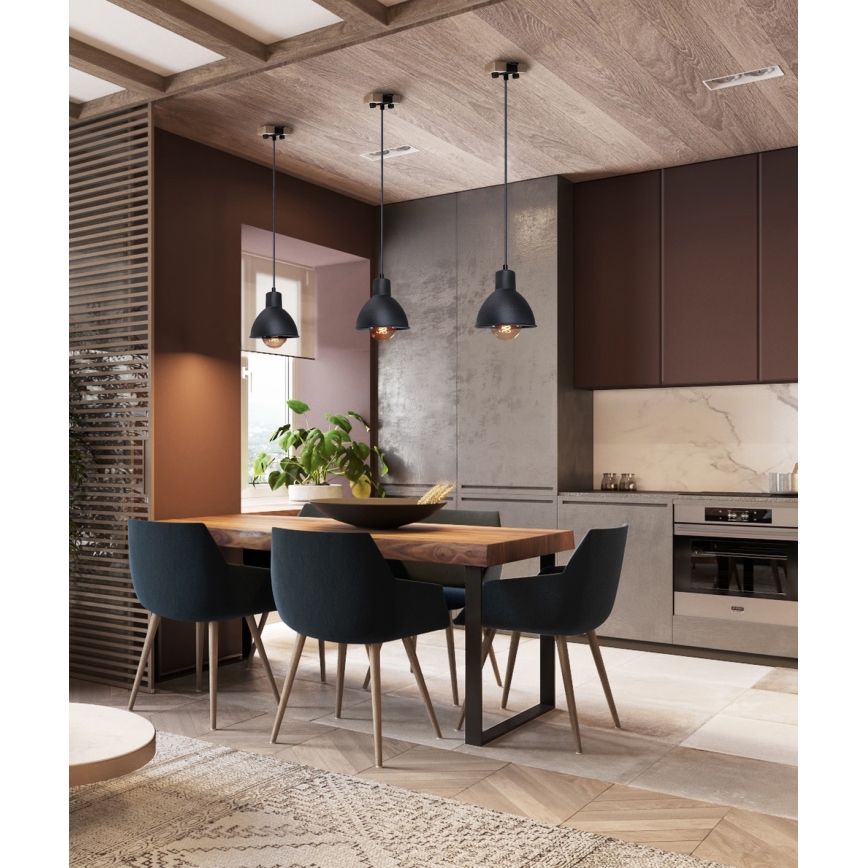 Csillár zsinóron 1xE27/40W/230V bükkfa/fekete