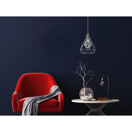 Csillár zsinóron 1xE27/60W/230V átm. 22 cm fényezett króm