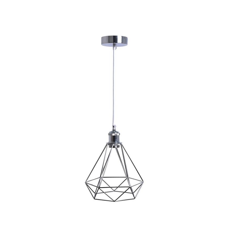 Csillár zsinóron 1xE27/60W/230V átm. 22 cm fényezett króm