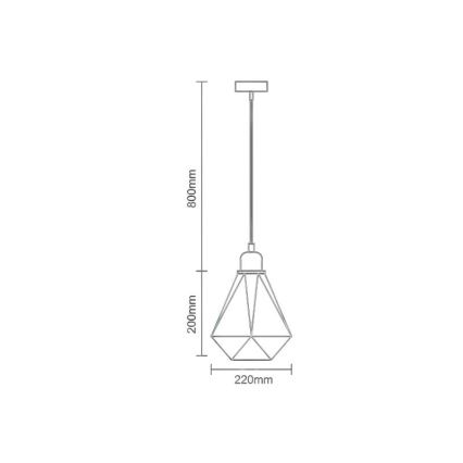 Csillár zsinóron 1xE27/60W/230V átm. 22 cm fényezett króm