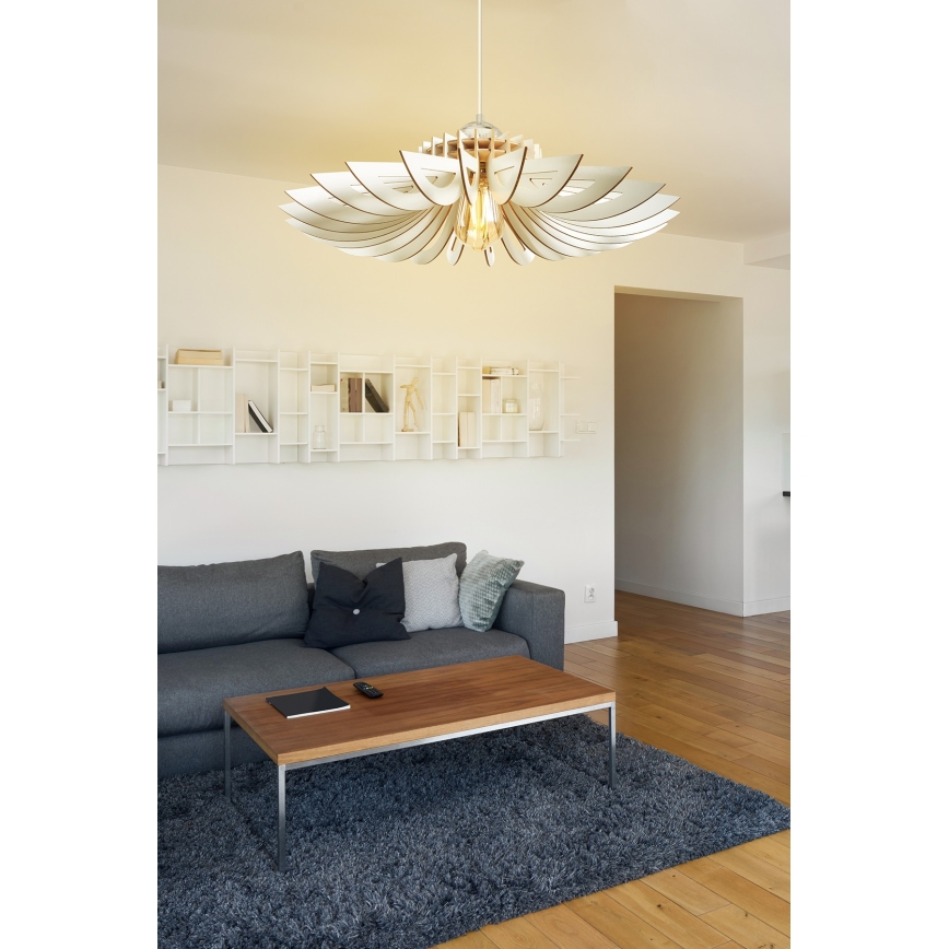 Csillár zsinóron 1xE27/60W/230V fehér átm. 52 cm