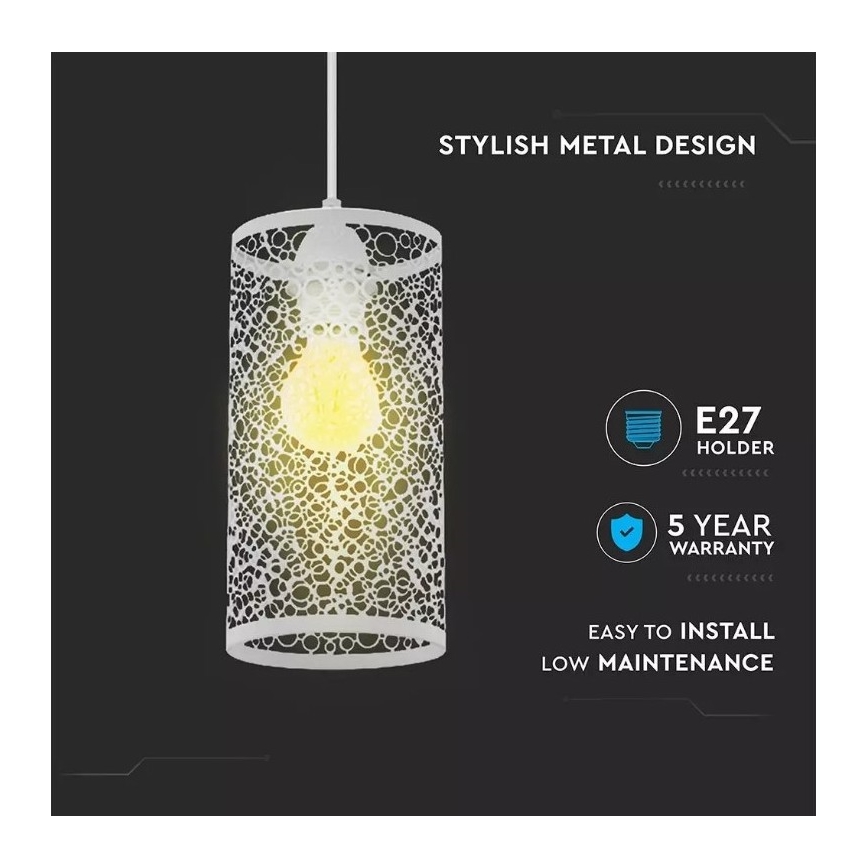 Csillár zsinóron 1xE27/60W/230V fehér