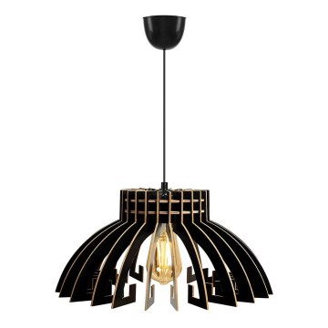 Csillár zsinóron 1xE27/60W/230V fekete átm. 39 cm