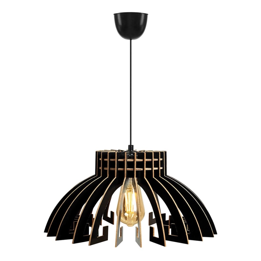 Csillár zsinóron 1xE27/60W/230V fekete átm. 39 cm