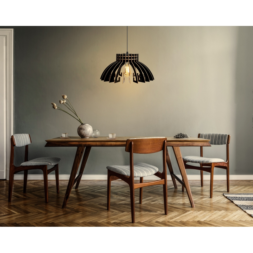 Csillár zsinóron 1xE27/60W/230V fekete átm. 39 cm