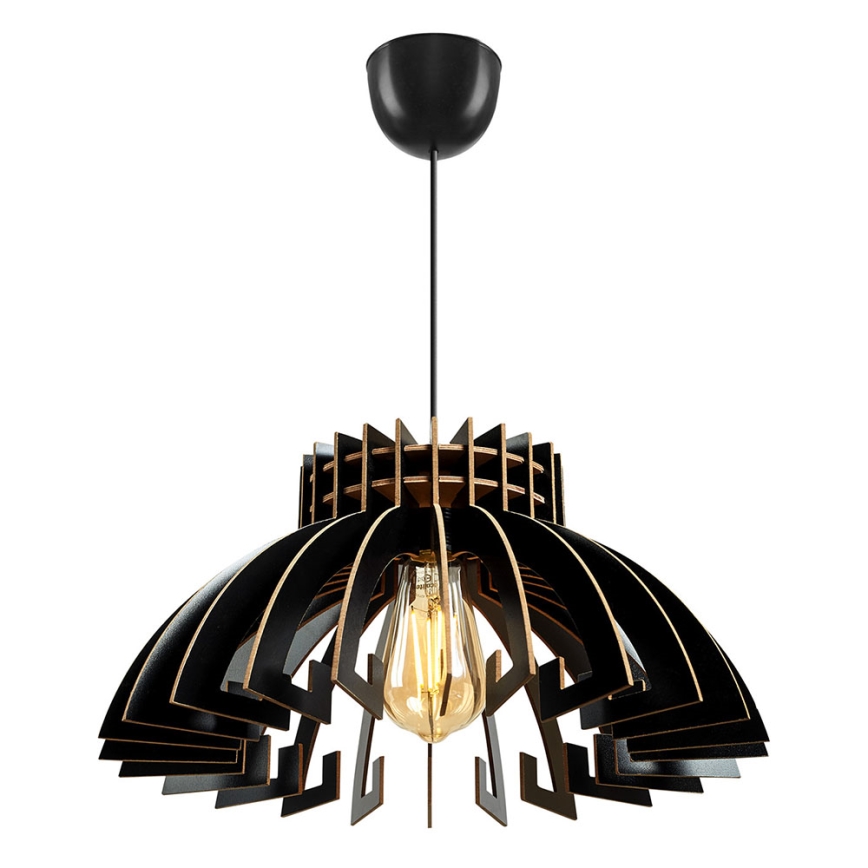 Csillár zsinóron 1xE27/60W/230V fekete átm. 39 cm