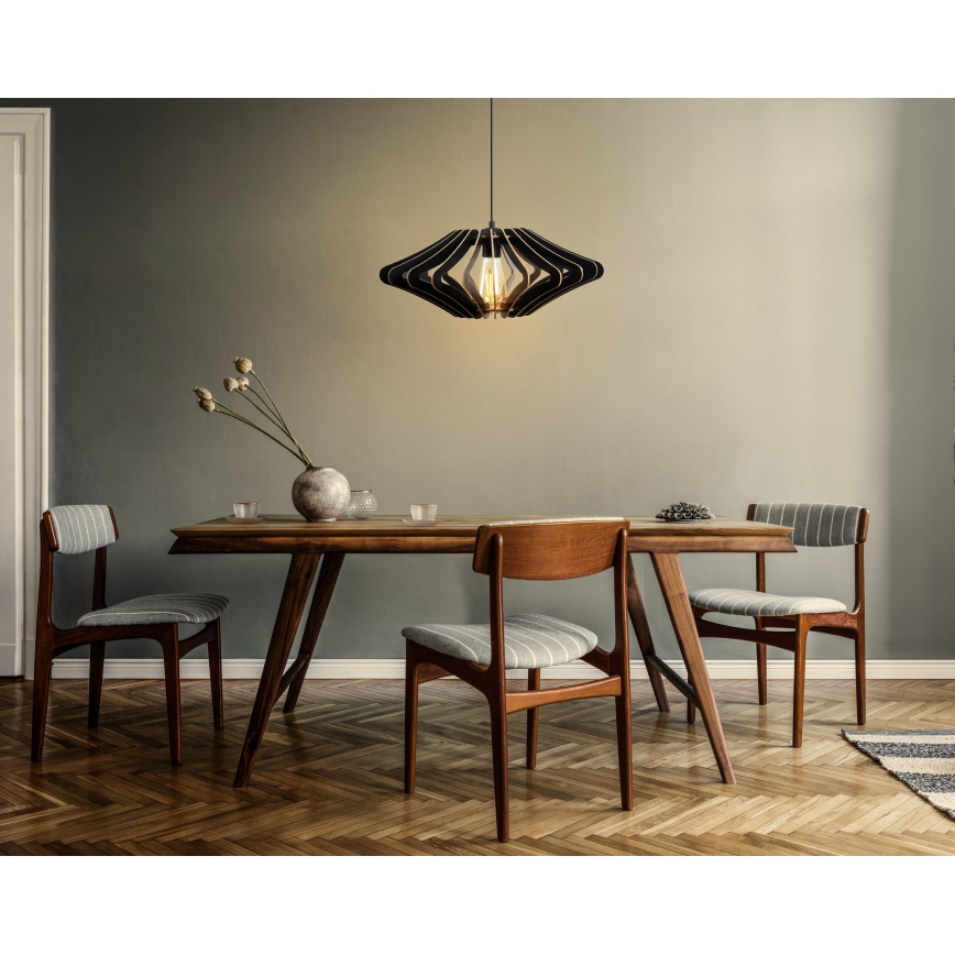 Csillár zsinóron 1xE27/60W/230V fekete átm. 47 cm