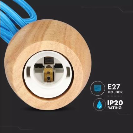 Csillár zsinóron 1xE27/60W/230V kék