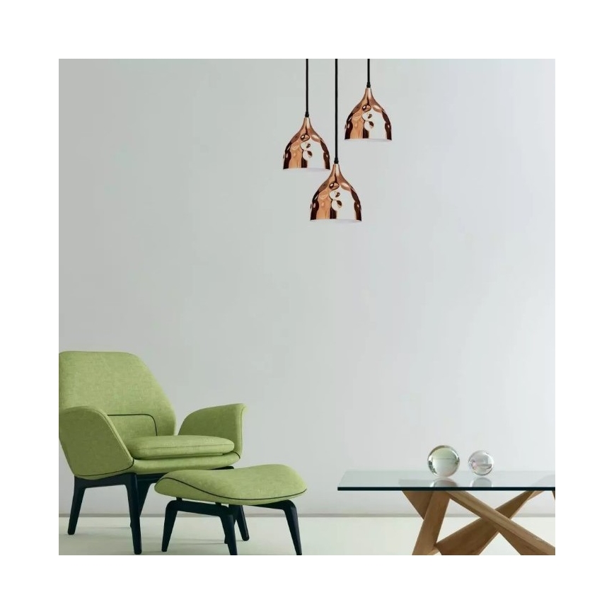 Csillár zsinóron 1xE27/60W/230V rózsaarany