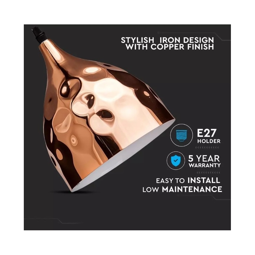 Csillár zsinóron 1xE27/60W/230V rózsaarany