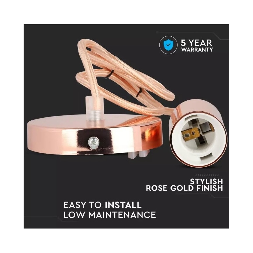 Csillár zsinóron 1xE27/60W/230V rózsaarany