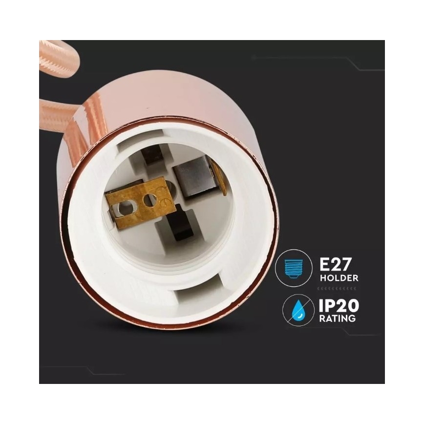 Csillár zsinóron 1xE27/60W/230V rózsaarany