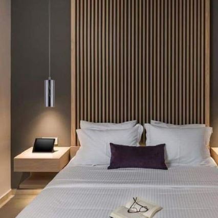 Csillár zsinóron 1xGU10/10W/230V kőris/tömör fa fekete