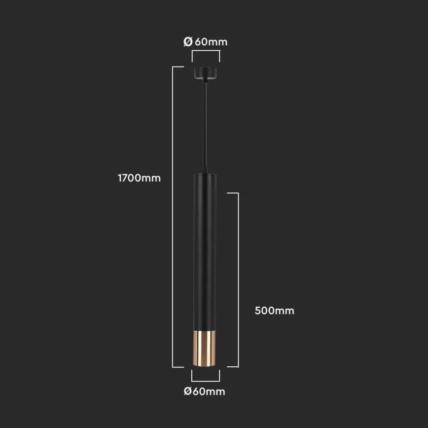 Csillár zsinóron 1xGU10/35W/230V 50 cm fekete/arany