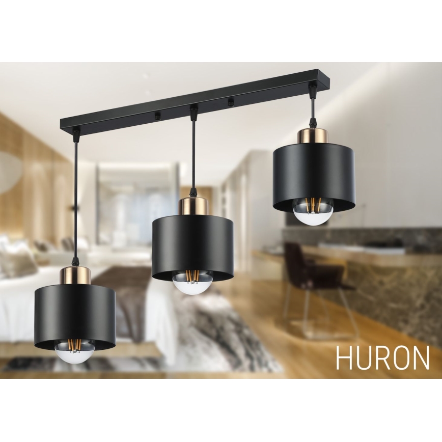 Csillár zsinóron 3xE27/35W/230V fekete/arany