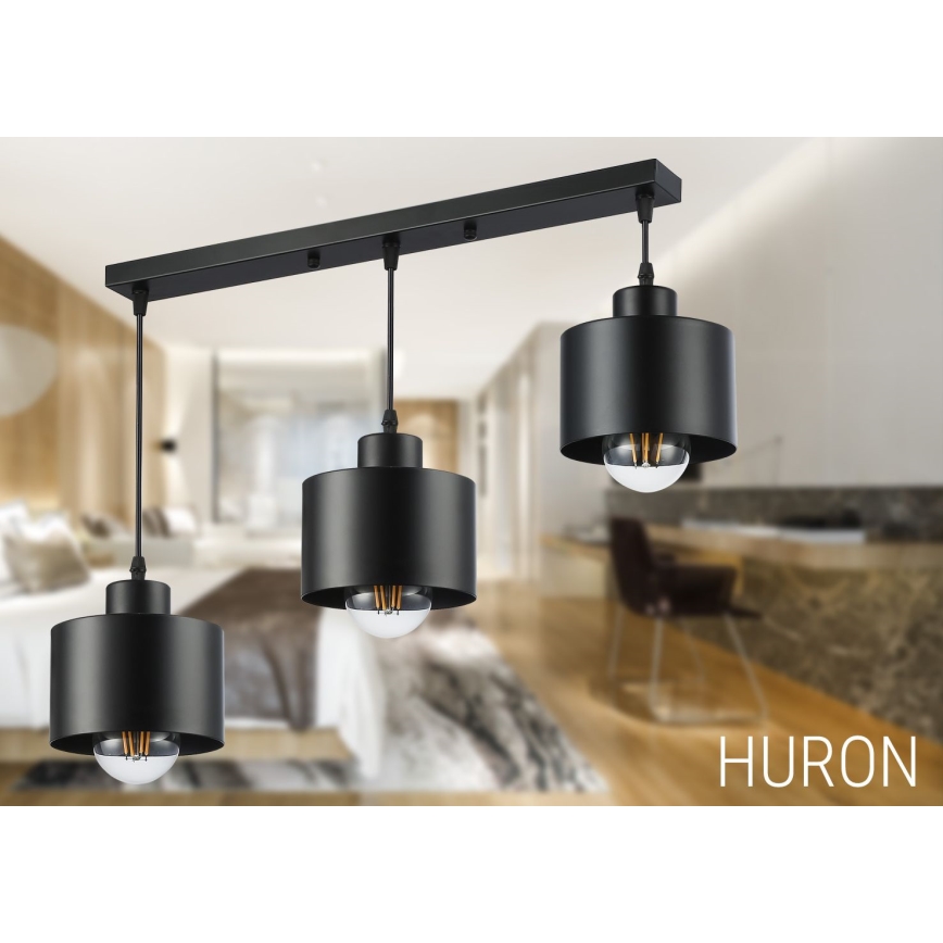 Csillár zsinóron 3xE27/35W/230V fekete