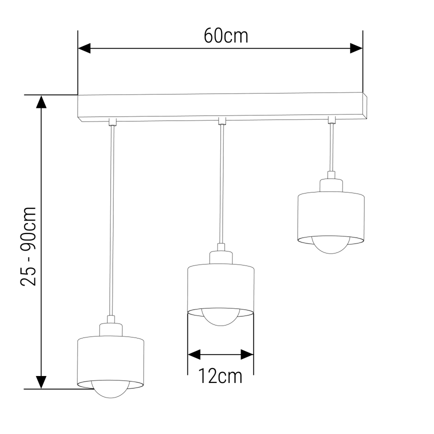 Csillár zsinóron 3xE27/35W/230V fekete