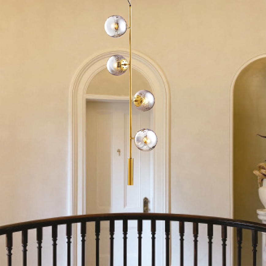 Csillár zsinóron 4xE27/10W/230V arany