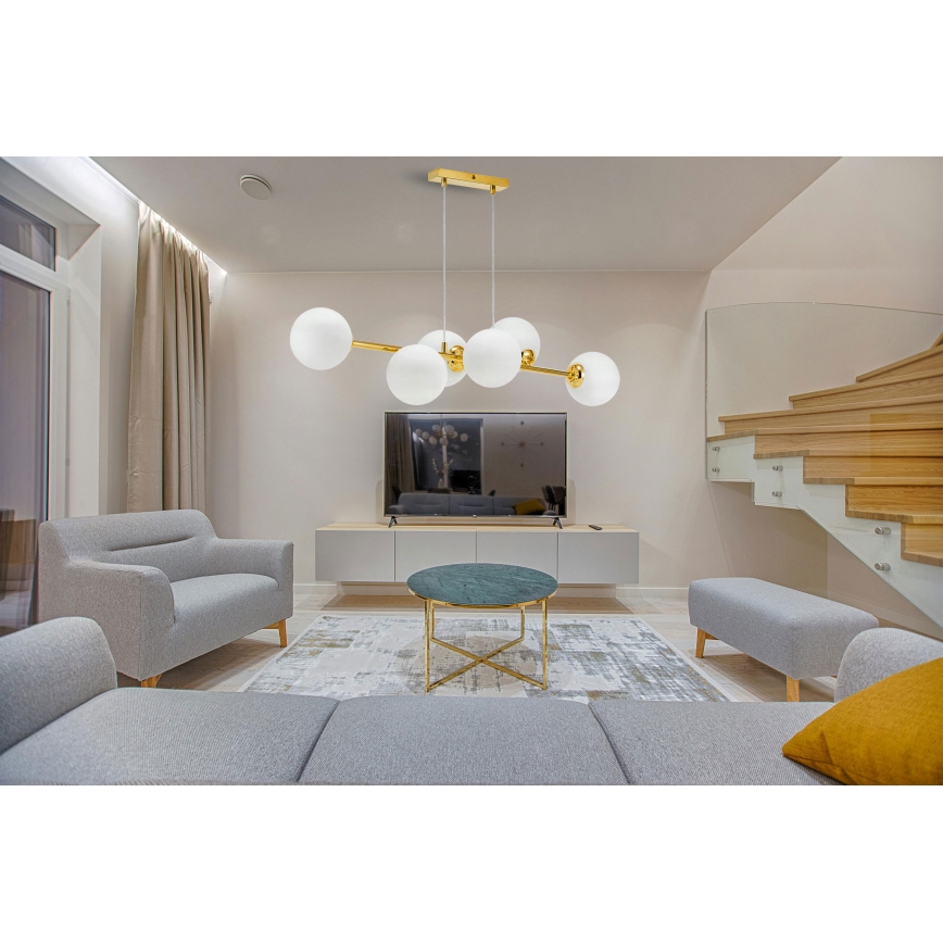 Csillár zsinóron 6xE27/35W/230V arany