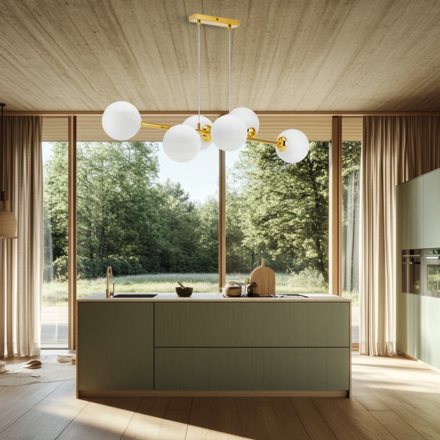 Csillár zsinóron 6xE27/35W/230V arany