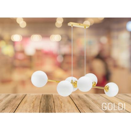 Csillár zsinóron 6xE27/35W/230V arany