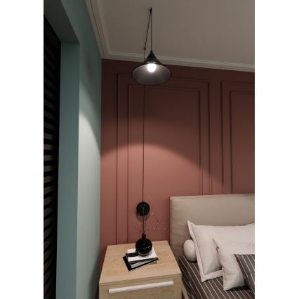 Csillár zsinóron ABRAMO 1xE27/15W/230V fekete