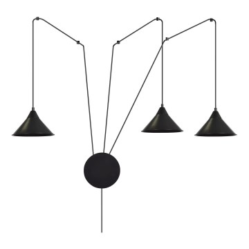 Csillár zsinóron ABRAMO 3xE27/15W/230V fekete