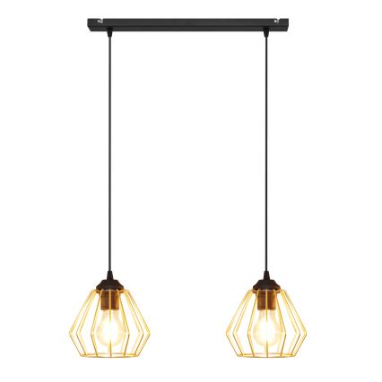 Csillár zsinóron AGAT 2xE27/15W/230V arany/fekete