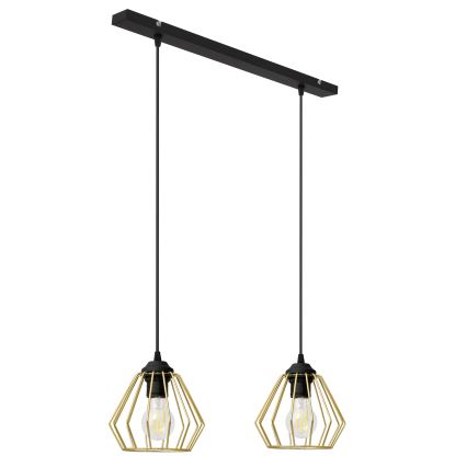 Csillár zsinóron AGAT 2xE27/15W/230V arany/fekete