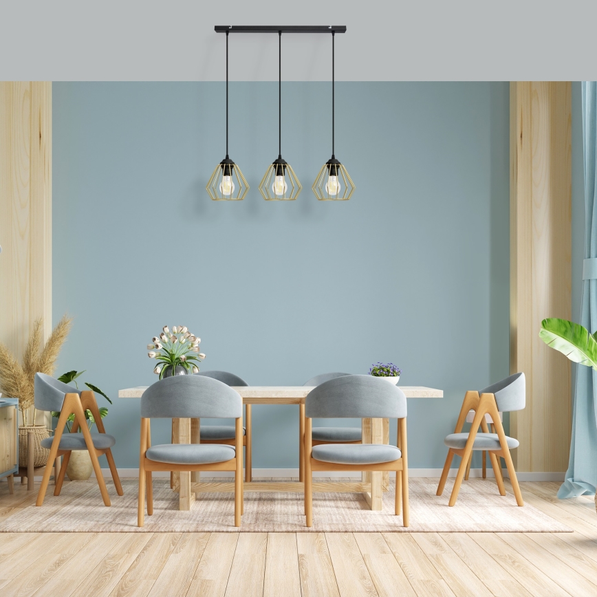 Csillár zsinóron AGAT 3xE27/15W/230V arany/fekete