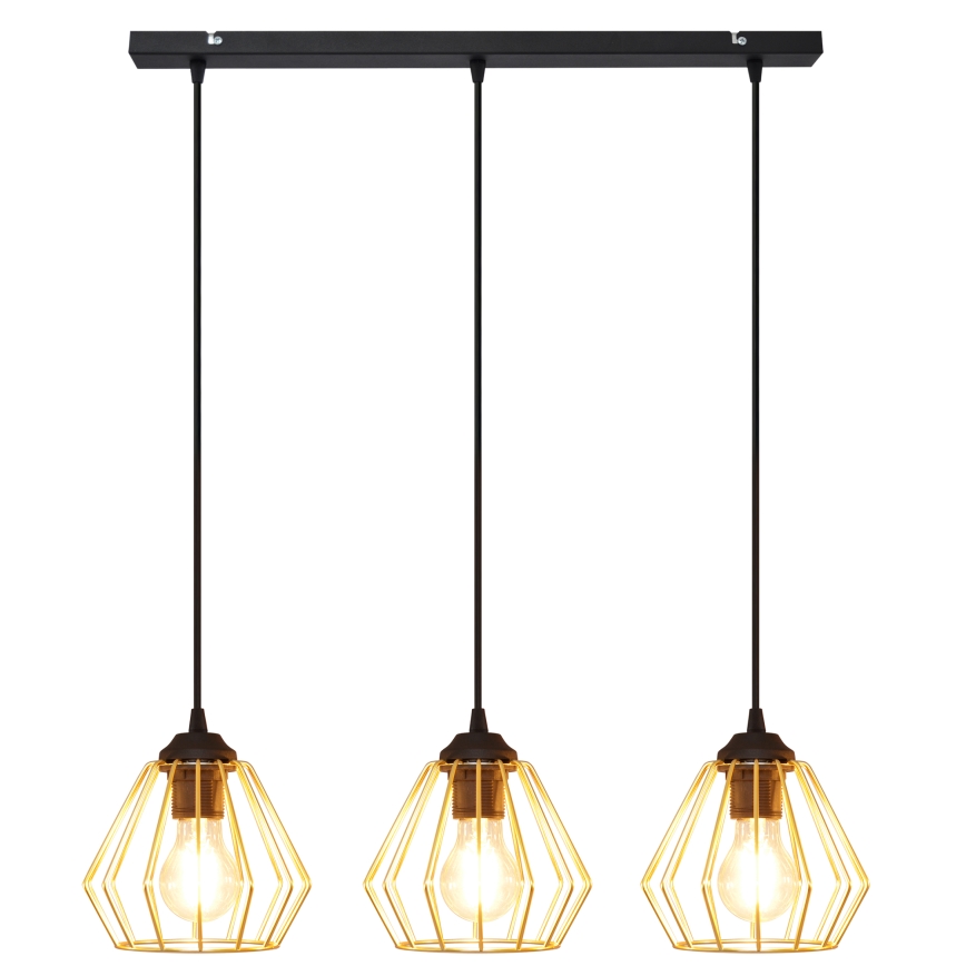 Csillár zsinóron AGAT 3xE27/15W/230V arany/fekete