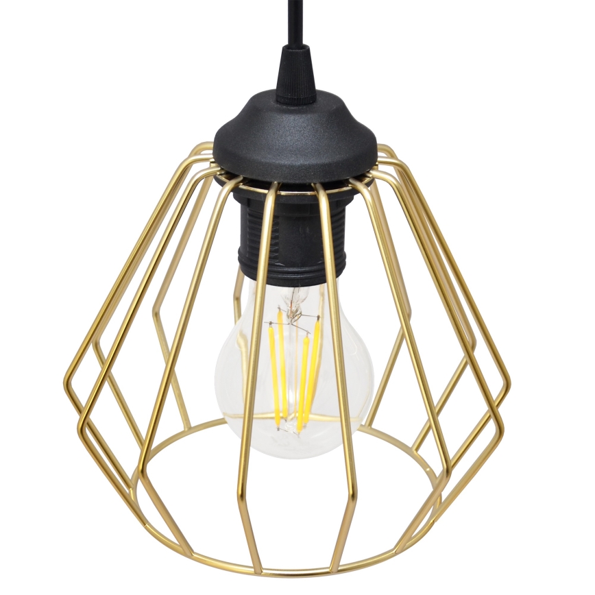 Csillár zsinóron AGAT 3xE27/15W/230V arany/fekete