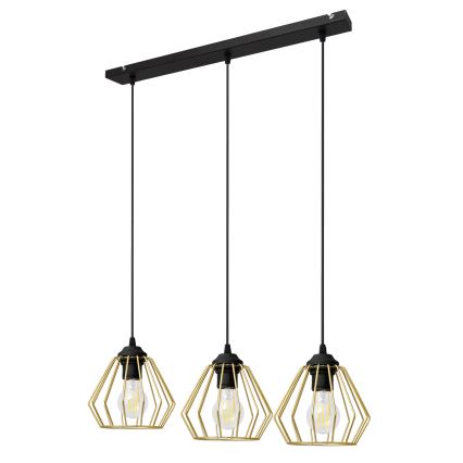 Csillár zsinóron AGAT 3xE27/15W/230V arany/fekete