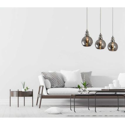 Csillár zsinóron AKSO 3xE14/40W/230V matt króm