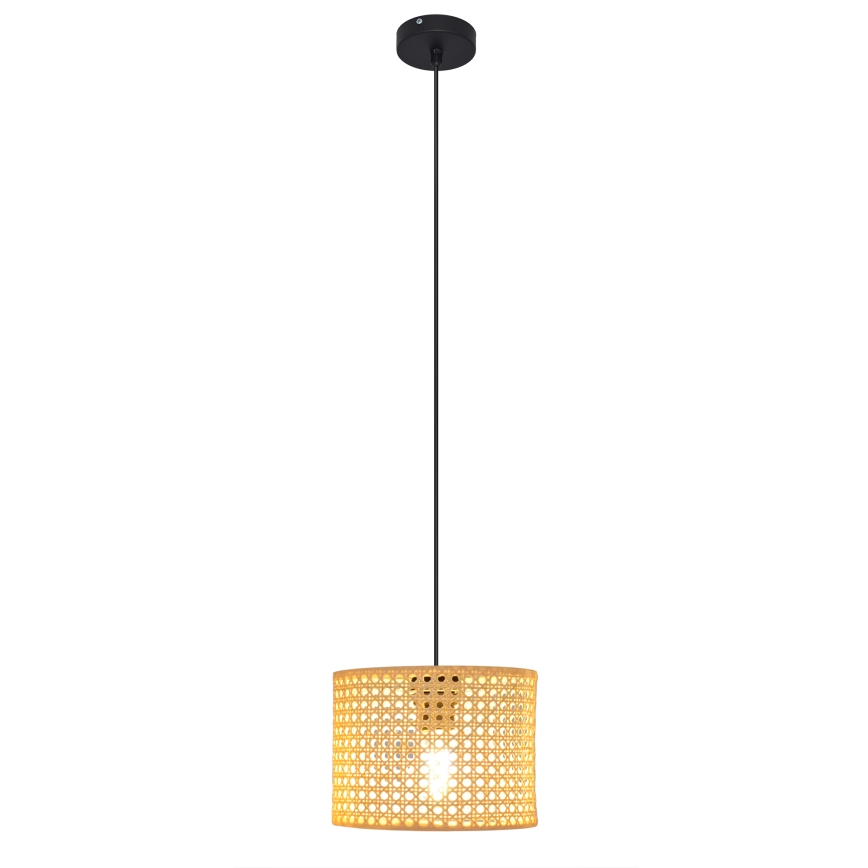 Csillár zsinóron ALBA 1xE27/15W/230V á. 20 cm rattan/fekete